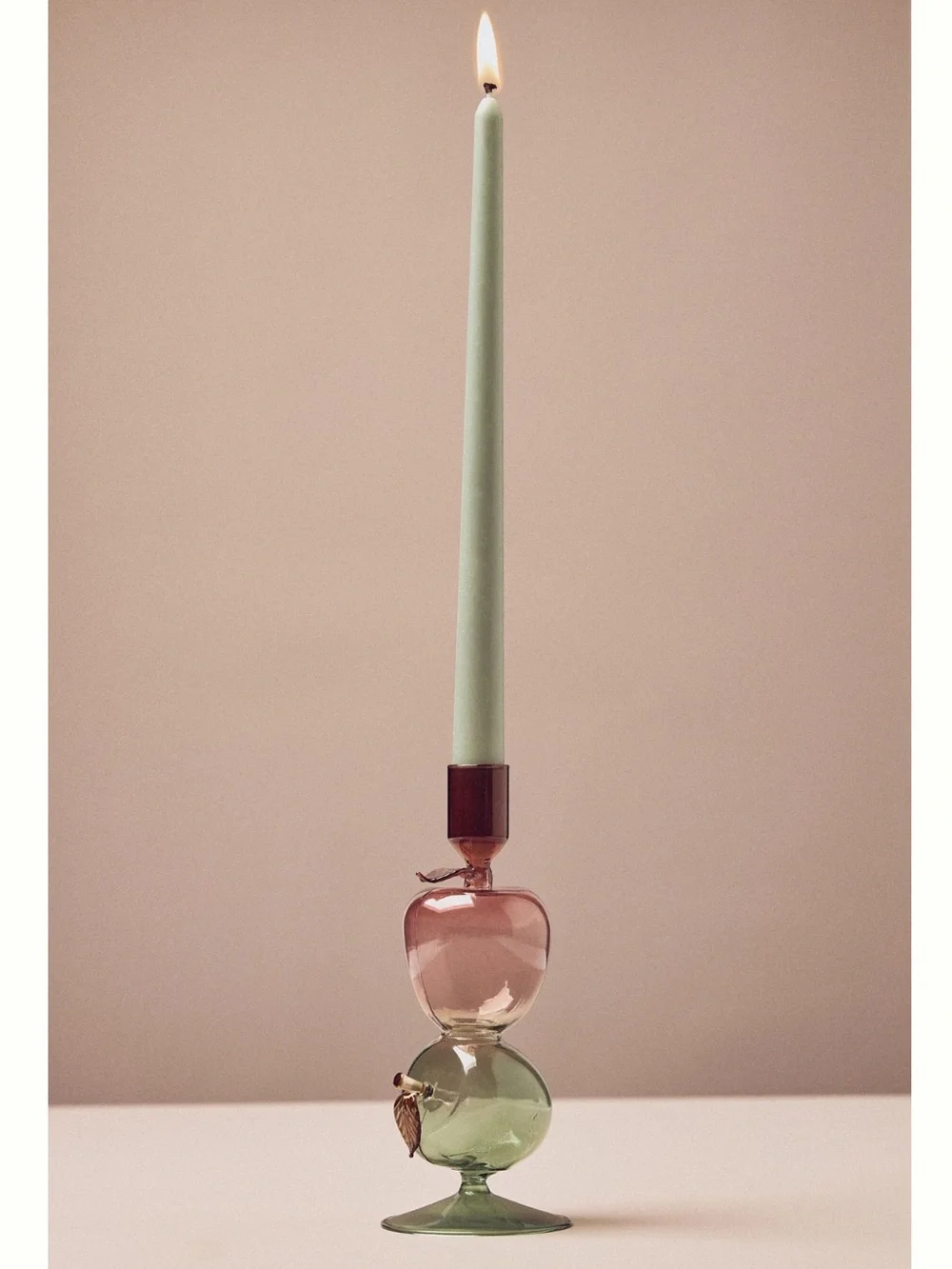 Anthropologie Harvest Fruit Icon Glass Candle Holder New Apples Fall Candlestick